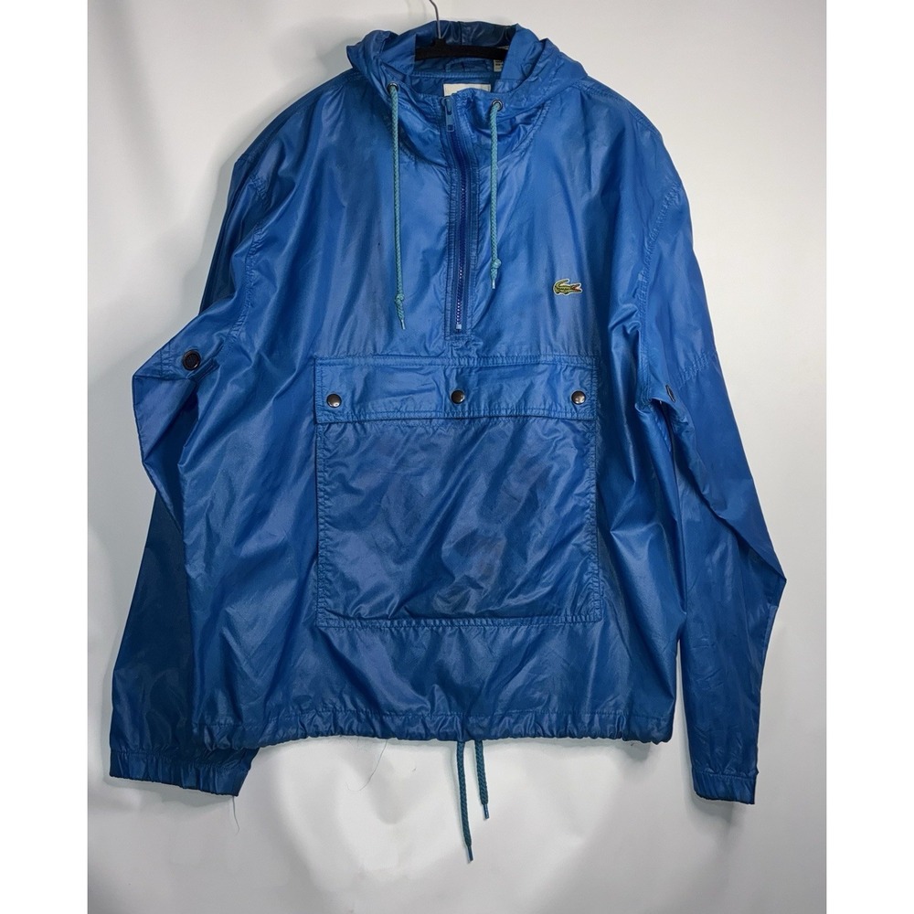 Izod Lacoste Vintage 90s Medium Blue Pullover Jacket Windbreaker Anorak ***Flaws